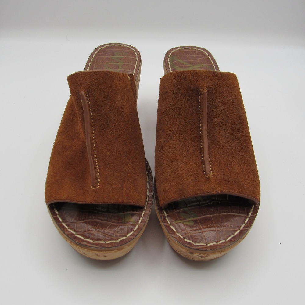 Sam Edelman Ranger Wedge Sandals Women's 6.5M Brown Suede Cork Platform